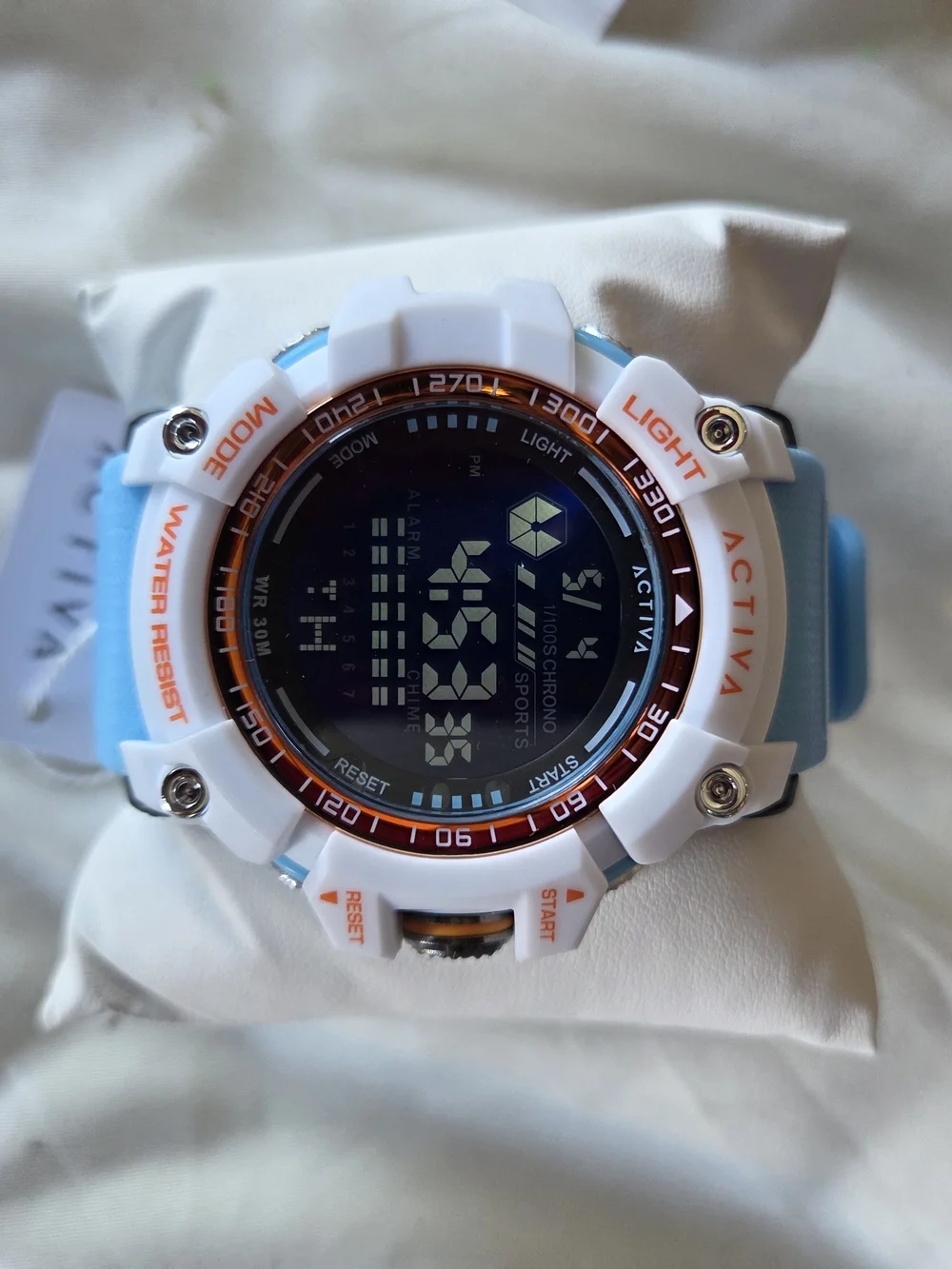 Ativa White and Blue Digital Sport Watch